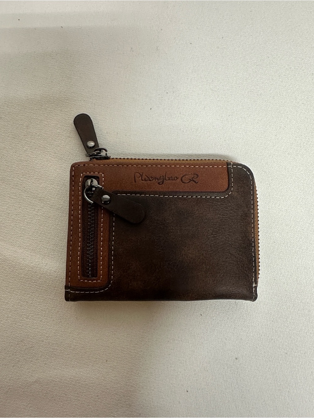 Mens Brown Bifold Zip Wallet - Unbranded